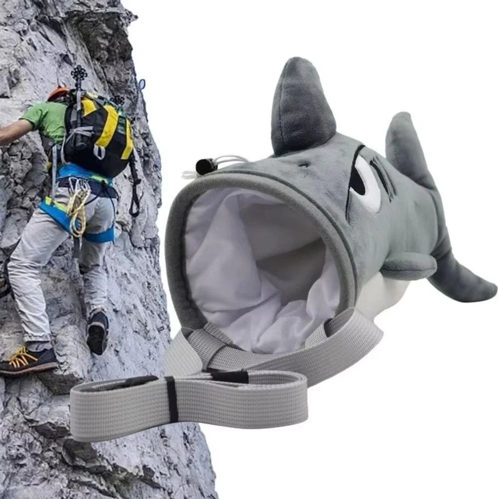 Outdoor Sport Climbing Gear - Niedlicher Faultier-/Hai-Magnesiumpulverbeutel, Stofftier-Kletterausrüstung, Kletterbeutel, Flanell-Kreidebeutel, Outdoor-Sporttasche,