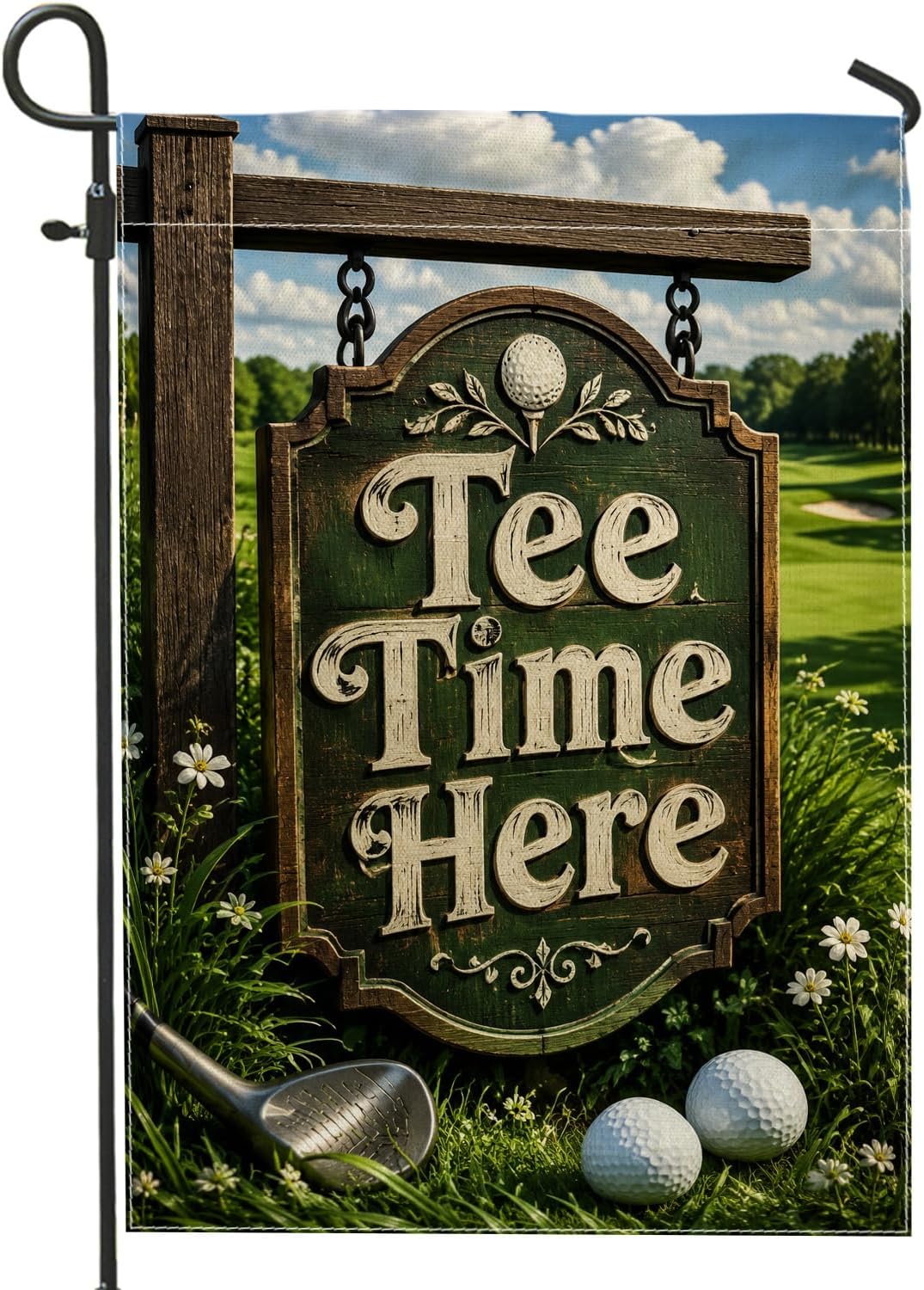 Outdoor Sport Club - Golfball-Gartenflagge, Outdoor-Sport Golfclub-Schild, Sommergrüne Jute-Doppelseitige Dekorative