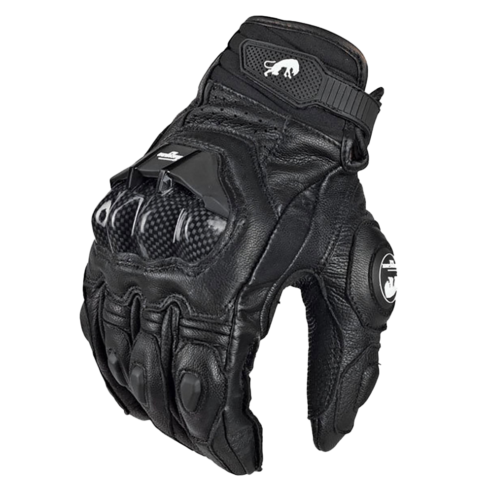 Horse Riding Glove - AFS6 Motorrad-Lederhandschuhe, Kohlefaser-Schutzhandschuhe, Herren, Schwarz, Motocross-Motorradhandschuh,