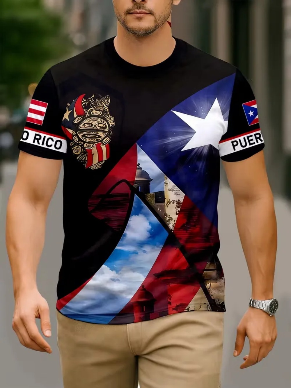 Outdoor Sport Club - Puerto Rico Flagge 3D-Druck Sport Schnelltrocknend