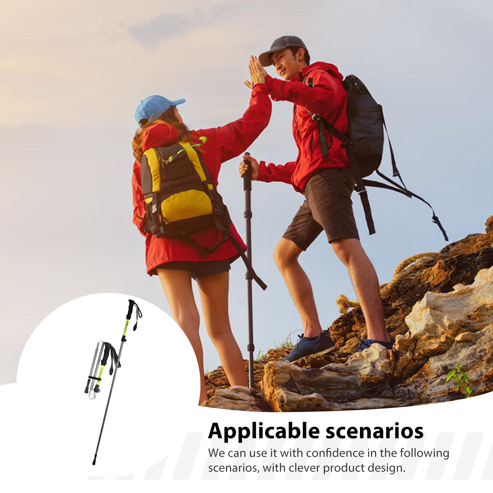 Outdoor Sport Climbing Gear - Aluminiumlegierungs-Trekkingstock für Erwachsene Leichter Faltbarer Wanderstock