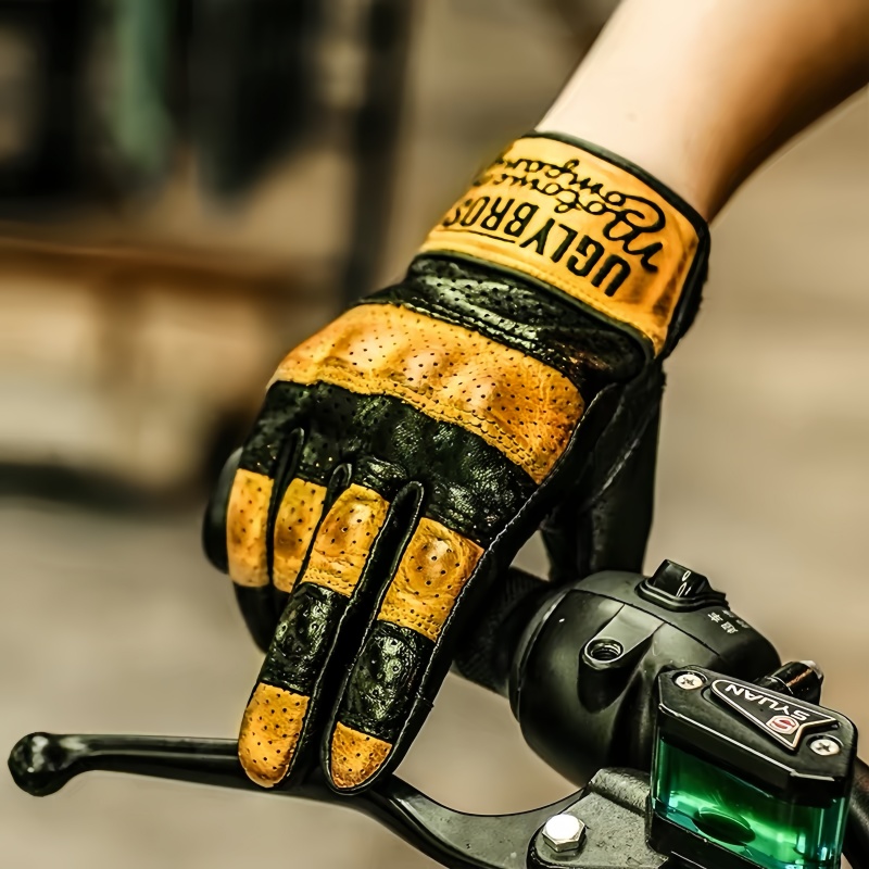 Horse Riding Glove - Uglybros Unisex-Motorradhandschuhe aus echtem Leder, Retro-Motorrad-Fahrhandschuh,