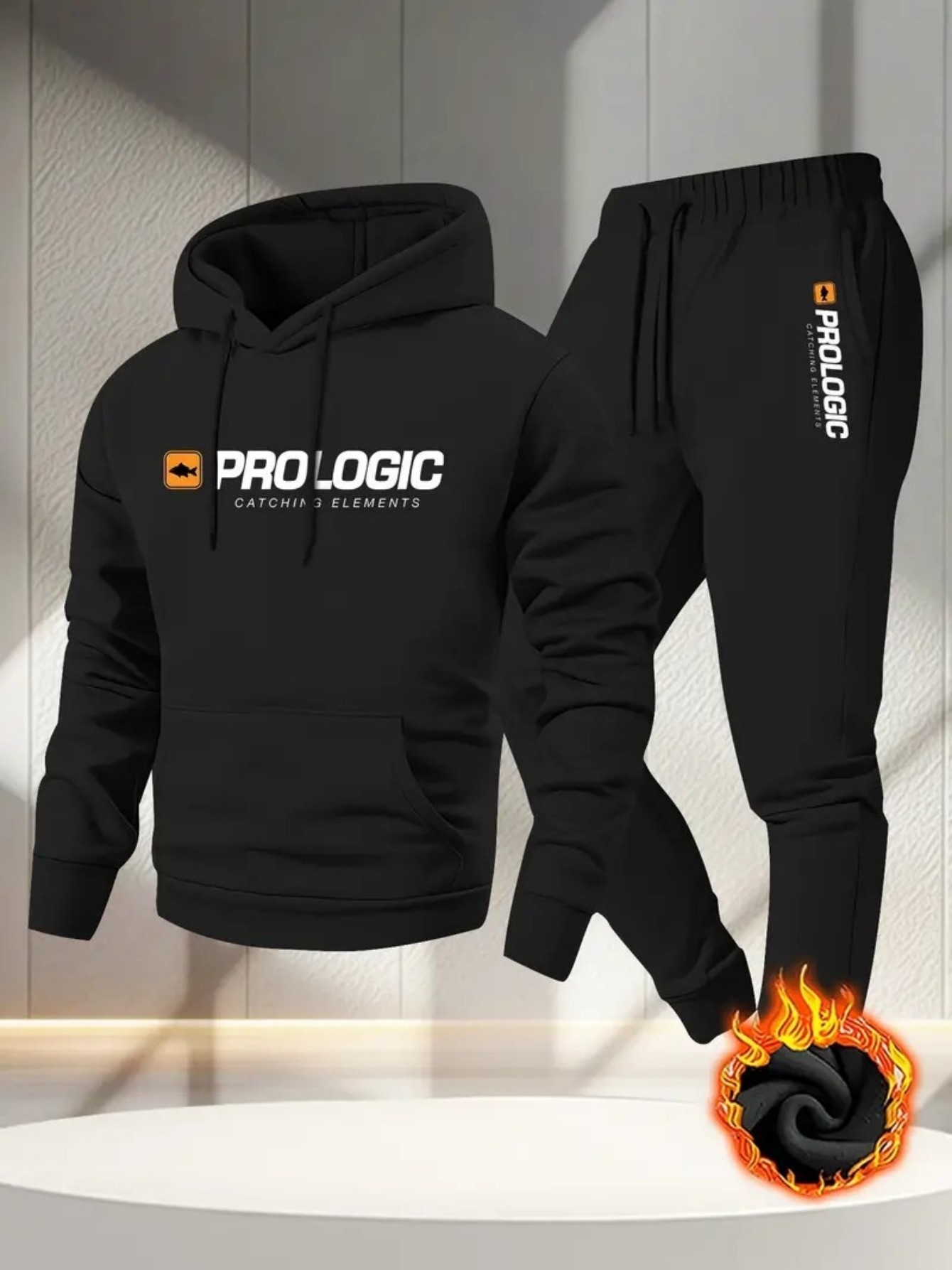 Outdoor Sport Outfit - Herren-Set aus bedrucktem, mit Fleece gefüttertem
